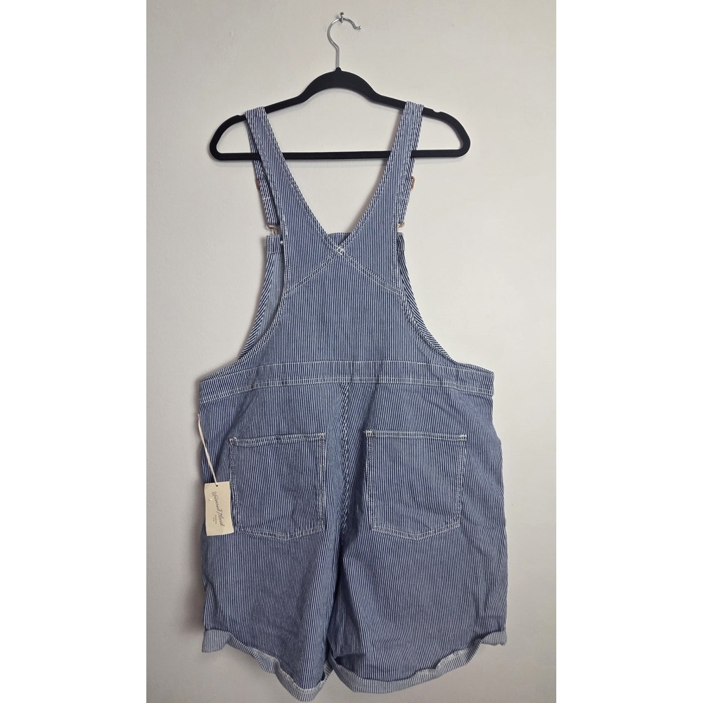 Universal Thread Hickory Stripe Denim Shortalls Blue White Plus Size 14W NEW - Picture 4 of 8